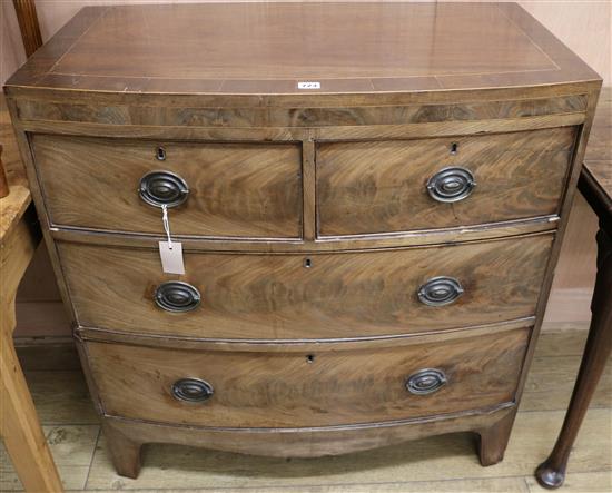 A 19th century mahogany bow-fronted chest of drawers, W.92cm